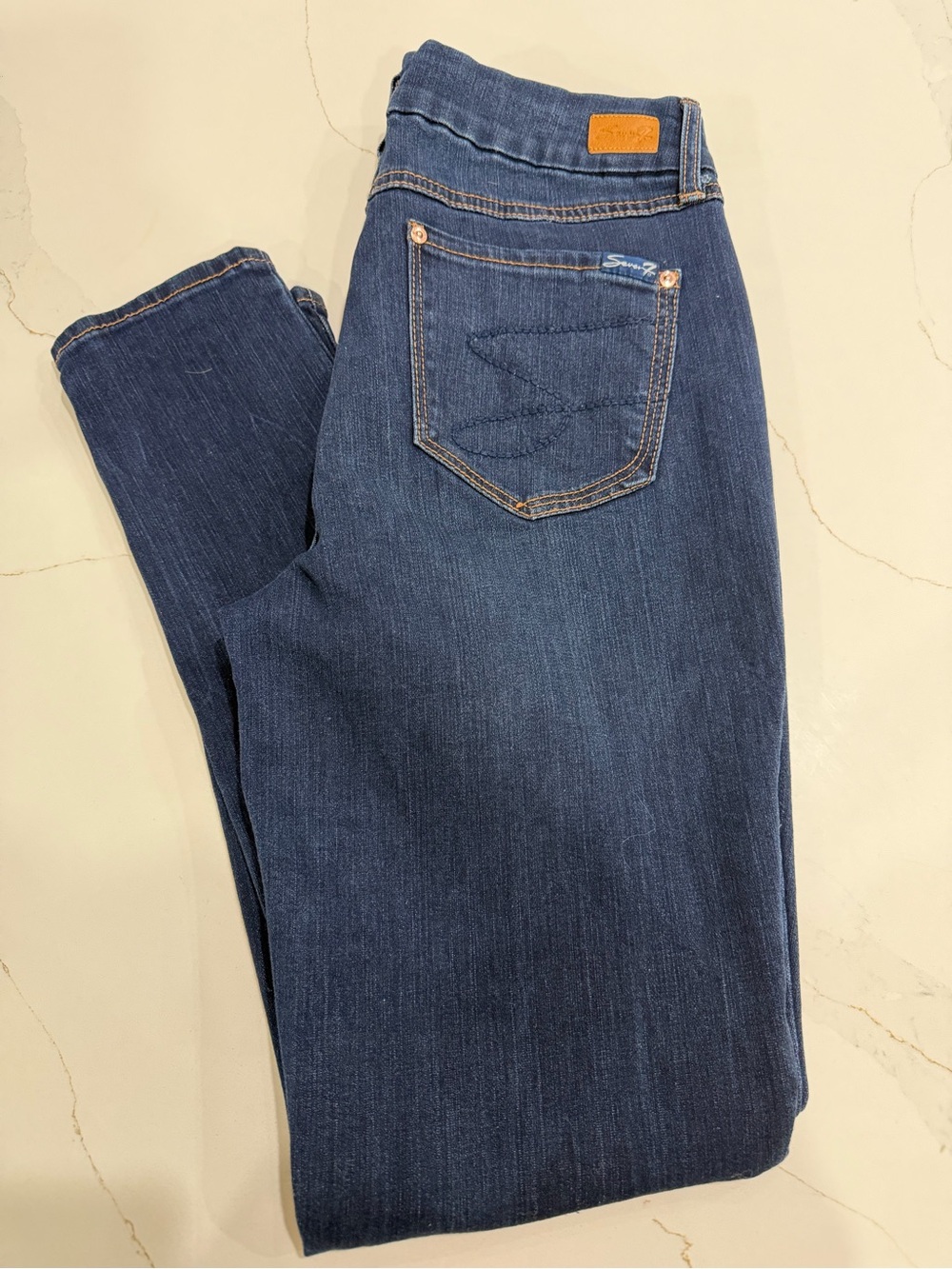 Seven7 Women's Skinny Jeans in Dark Blue Denim